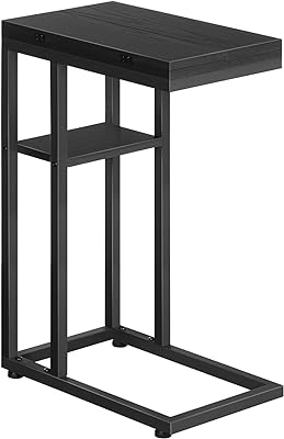 HOOBRO Foldable End Table, C Shaped Side Table with Storage Shelf, Small Snack Table Suitable for Living Room Bedroom Small Spaces, Easy Assembly, Black BK29SF01