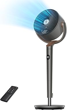 Dreo Fan for Bedroom, 120°+120° Oscillating Standing Fan, DC Motor, 80ft Air Circulator for Whole Room, 8 Speeds, 3 modes, Qu