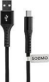 Amazon Brand - Solimo Fast Charging Braided Type C Data Cable Joint, Suitable For All Supported Mobile Phones (1 Meter, Black)