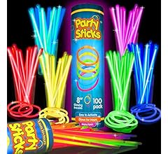 PartySticks 100 Ultra Bright Glow Sticks Bracelets and Necklaces - Premium Glow in the Dark Party Supplies and Decorations …