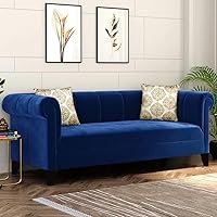 Casafurnish Brandon 3 Seater Fabric Sofa Set (Blue)