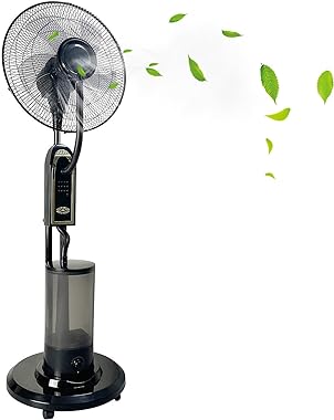 HSPLXYT Patio Misting Fan, Outside Cooling Fan, 3-Speed Oscillating Pedestal Fan, Spray Fan for Outdoor, Commercial, Resident
