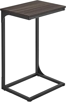 VASAGLE C-Shaped End Table, Side Table for Sofa, Couch Table with Metal Frame, Small TV Tray Table for Living Room, Bedroom, Chestnut Brown and Black