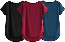 Fabricorn Combo of Three Plain Maroon, Black and Airforce Blue Round Neck Up and Down Cotton Tshirt for Women (Maroon, Black, Airforce Blue, XX-Large)