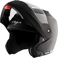 Vega Crux ISI Certified Flip-Up Helmet for Men and Women with Clear Visor(Black, Size:M)