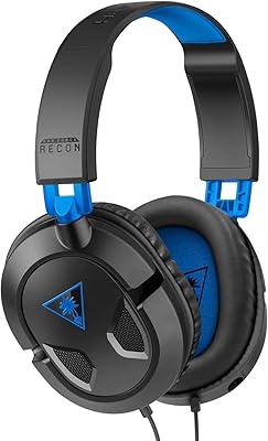 タートルビーチ(Turtle Beach) ゲーミングヘッドセット 超軽量 210g 疲れにくい マイク付き ヘッドホン PS5 PS4 Switch Xbox スマホ 有線 3.5mm 着脱式マイク Recon 50 ブラックブルー【メーカー保証2年】