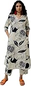 GoSriKi Women's Rayon Blend Straight Printed Kurta with Pant (ANAAR-Beige-GS_XL_Beige_X-Large)