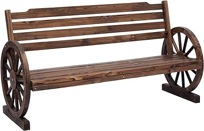 ide·o Outdoor Bench Garden Bench - Wooden Bench, Porch Bench, Wheel Bench, Benches for Outside, Wooden Benches Outdoor
