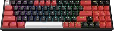 redragon k628 pro 75% 3モードワイヤレスrgbゲーミングキーボード,78ホットスワップ可能なコンパクトなメカニカルキーボードw/ホットスワップフリーmod pcbソケット,専用の矢印キー&数字パッド,赤いスイッチ