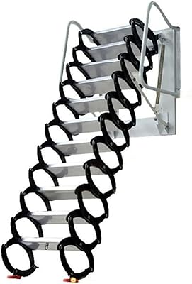 Aluminum -Magnesium Alloy Attic Ladder- Lightweight and Portable, Wall Mounted Attic Loft Ladder, Narrow Attic Extension Ladder for Attics & Basements，Up to 880lbs (Color : Black)