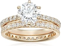 Amazon Essentials Yellow Gold-Plated Sterling Silver Infinite Elements Cubic Zirconia Ring, Size 6 (previously Amazon Collection)