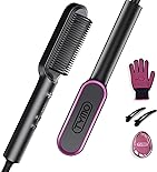 Hair Straightener Brush, TYMO Ring Hair Straightener Comb Straightening Brush for Women with 5 Temps 20s Fast Heating & Dual Voltage, Black