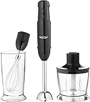 WisTec 600 W 4 in 1 Hand Blender, Chopper, Whisker with Food Grinder Bowl, Measuring Mug, Egg Whisk for Smoothies,...