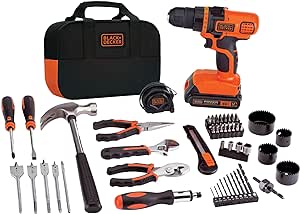 BLACK+DECKER 20V Max Drill &amp; Home Tool Kit, 68 Piece (LDX120PK)