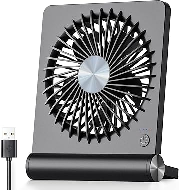 Koonie USB Fan, Strong Wind Ultra Quiet Small Desk Fan 220° Tilt Folding 3 Speeds Adjustable USB-C Corded Powered Personal Fa