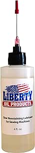 Liberty Oil, Clear Nonstaining Oil for Lubricating All Moving Parts of Your Sewing Machine. Large 4 Ounce Bottle.