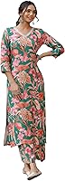 ANNI DESIGNER Women's Cotton Blend Straight Printed Kurta with Palazzo