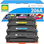 206A Toner Cartridges 4 Pack: MFP M283cdw M283fdw Set 206X Compatible Replacement for HP 206A 206X for HP Color Laserjet MFP M283fdw M255dw M283 M255 Printer High Yield Toner Ink (with Chip -B/C/Y/M)