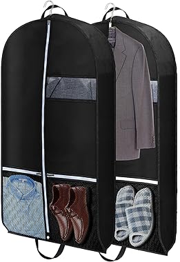 2 pack 43" Garment Bags for Travel, Suit Bags for Clothing Storage with 2 Handle, Garment Bags for Hanging Clothes Covers wit