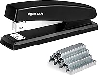 Amazon Basics Stapler with 1000 Staples, Office Stapler, 25 Sheet Capacity, Non-Slip, Black