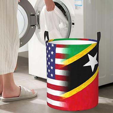 Saint Kitts And Nevis America Flag Oil Painted Circular Hamper Lasting Organization Bedroom Bathroom D¨¦cor