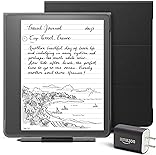 Kindle Scribe Essentials Bundle including Kindle Scribe (16 GB), Basic Pen, Leather Folio Cover with Magnetic Attach - Black, and Power Adapter