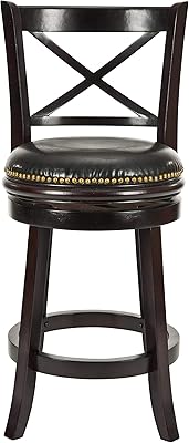 Safavieh Home Collection Butler Cappiccino and Black Leather Swivel 24-inch Counter Stool