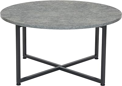 Household Essentials Round Gray Coffee Table, Grey Slate