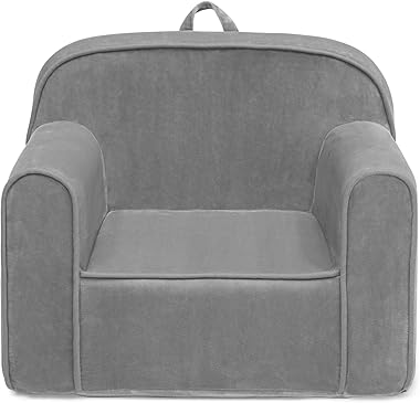 Delta Children Cozee Chair for Kids for Ages 18 Months and Up, Grey Mink Velvet