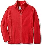 Amazon Essentials Boys' Polar Fleece Full-Zip Mock Jacket - Discontinued Colors, Red, XX-Large
