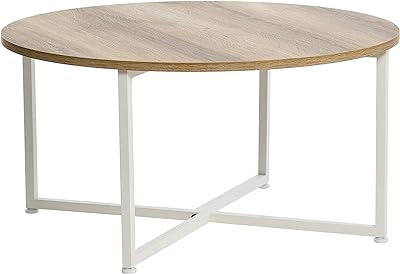 Household Essentials Coffee Table, Coastal Oak, Distressed White