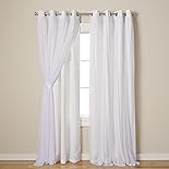 Exclusive Home Catarina Layered Solid Room Darkening Blackout and Sheer Grommet Top Curtain Panel Pair, 52"x108", Winter White
