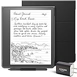 Kindle Scribe Essentials Bundle including Kindle Scribe (16 GB), Premium Pen, Leather Folio Cover with Magnetic Attach - Black, and Power Adapter