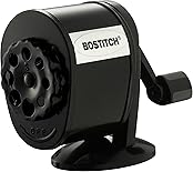 Bostitch Office Wall Mount Manual Pencil Sharpener, Tip Saver, 8 Hole Dial, 6X Longer Cutter Life, Vertical or Horizontal Mounting Black (MPS1-BLK)
