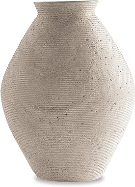 Signature Design by Ashley Hannela 17" Modern Distressed Polyresin Vase, Antique Tan