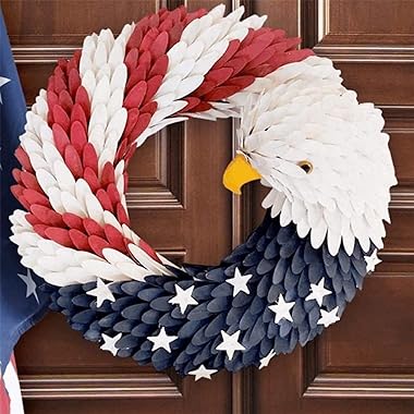 Yiffany Brave Wings Wreath, Naturliva Brave Wings Wreath, 4th July Memorial Day Wreath, for Front Door Summer Holiday Decor