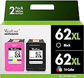 Valuetoner Remanufactured Ink Cartridge Replacement for HP Ink 62 62XL Works with HP Envy 5540 5640 5660 7644 OfficeJet 5740 5741 8040 OfficeJet 200 250 Series Printer (2-Pack, 1 Black 1 Tri-Color)