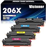 206X Toner Cartridges 4 Pack High Yield Set 206A M283fdw Compatible for HP 206X 206A for HP Color Laserjet MFP M283cdw Pro M255dw Printer (with Chip)