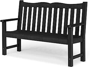 Stoog Outdoor Bench, 2-Person Garden Benches for Outdoors, All-Weather HIPS Garden Bench with 800 lbs Weight Capacity, Never Rot or Fade, for Garden, Porch, Backyard and Park, Black