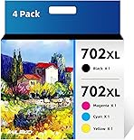 MILEKO 702XL Ink Cartridges Remanufactured Replacement for Epson 702XL 702 702 XL T702XL use with Workforce Pro WF-3720 WF-3730 WF-3733 Printer (1 Black 1 Cyan 1 Magenta 1 Yellow,4 Pack High Yield)