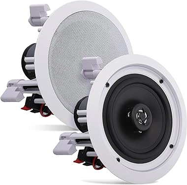 Pyle Pair 200-Watts 6.5 Inch Flush Mount 2-Way Home Speaker System with Spring Loaded Quick Connections and Dual Polypropylen