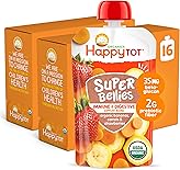 Happy Tot Organics Stage 4 Baby Food Pouches, Gluten Free, Vegan Snack, Super Bellies, Fruit & Veggie Puree, Banana, Carrot & Strawberry 4 Ounce (Pack of 16)