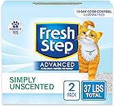 Fresh Step Clumping Cat Litter, Advanced, Simply Unscented, Extra Large, 37 Pounds total (2 Pack of 18.5lb Boxes) (Package May Vary)