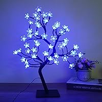 One94Store LED Cherry Blossoms Bonsai Tree Lamp 18 Inch, 28 LED Silicon Tree Adjustable Branches for Room Decoration...