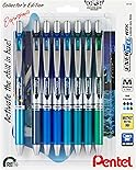 EnerGel RTX Retractable Liquid Gel Pen, Chill Expressions Pack, 0.7mm, Metal Tip, Medium Line,Assorted Ink, Pack of 8 Pens (BL77XCHIBP8M)