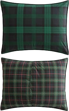 Eddie Bauer - Queen Duvet Cover Set, Reversible Cotton Bedding with Matching Shams, Plaid Home Decor with Button Closure (Woo