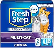 Fresh Step Clumping Cat Litter, Multi-Cat, Advanced Long Lasting Odor Control Kitty Litter with Activated Charcoal, Low Dust Formula, 37 lb