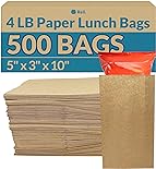 Reli. Paper Lunch Bags, 4 Lb | 500 Pcs - Bulk | Brown Paper Bags 4 lb Capacity | Kraft Paper Lunch Bags/Small Grocery Bags | Brown Paper Sacks for Snacks, Crafts, Lunch | Brown/Kraft