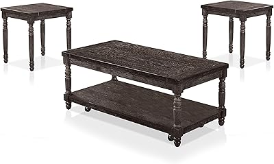 Furniture of America Vero Traditional Rectangle Wood 3-Piece Coffee Table Set with 1 Shelf for Living Room, Home Office, Gray