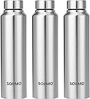 Amazon Brand - Solimo Slim Stainless Steel Water Bottle, Set of 3, 1 liter Each